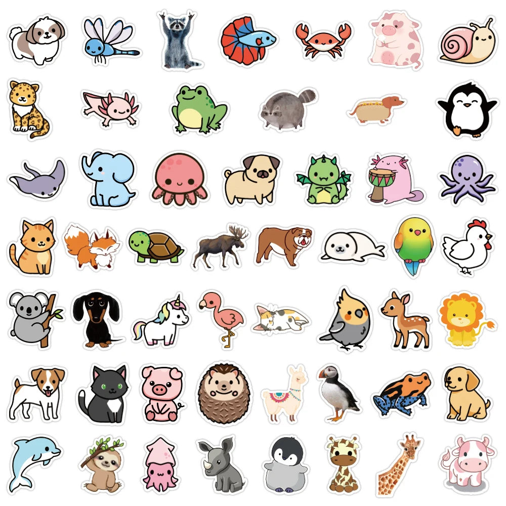 Anime Animal Sticker Bonanza (30, 50, or 100 Pieces)