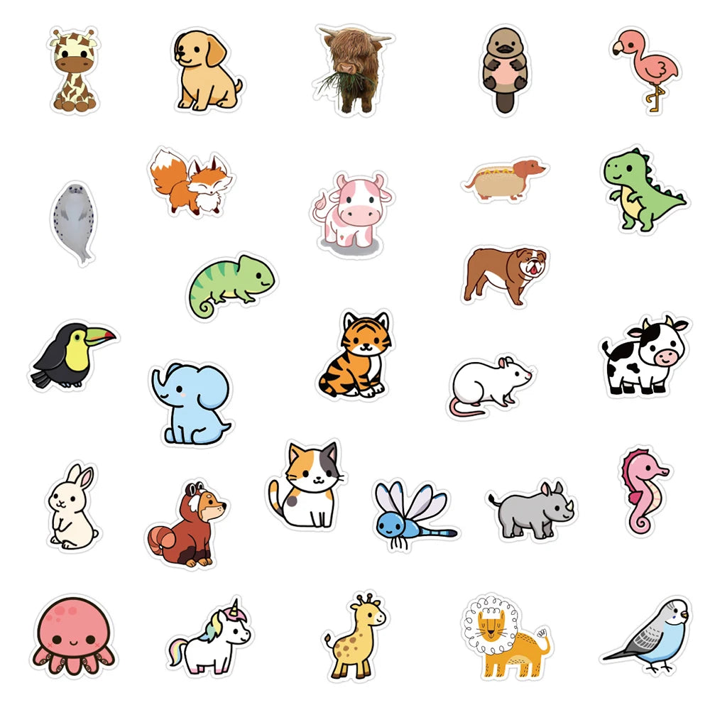 Anime Animal Sticker Bonanza (30, 50, or 100 Pieces)