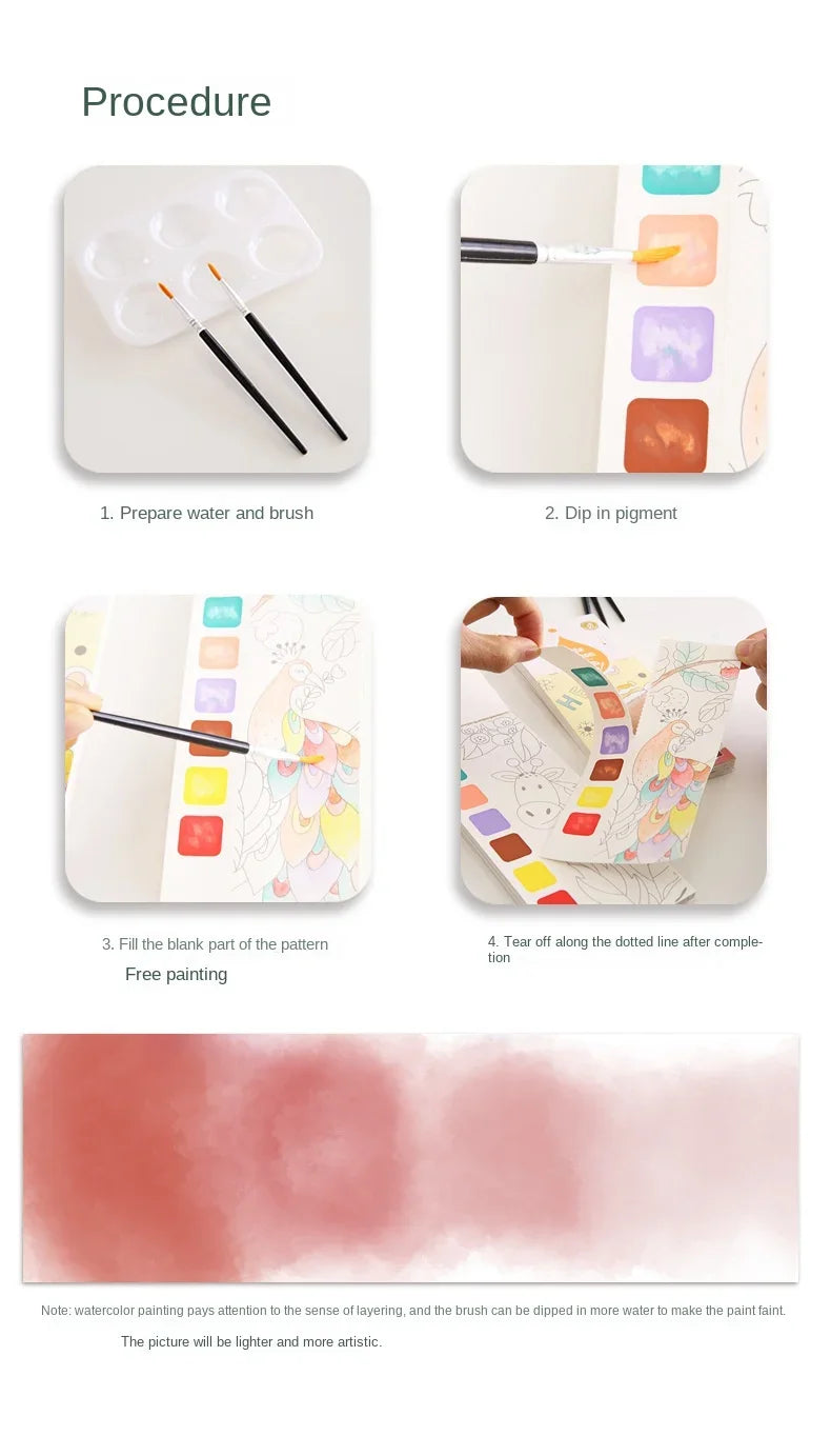 Watercolor paint book 20 sheets